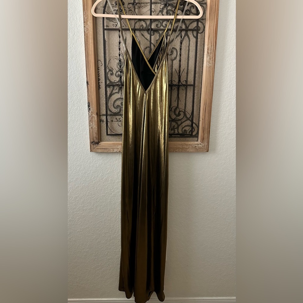 Gold metallic maxi dress